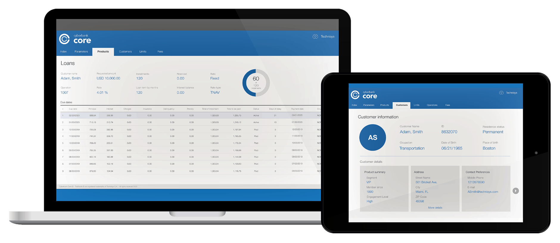 Core Banking screens